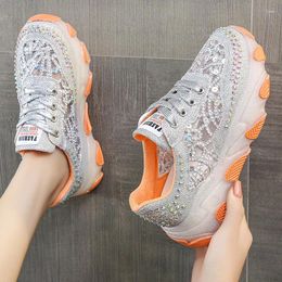 Casual Shoes Women's Sneakers 2024 Summer Mesh Breathability Crystal Board Women Fashion Platform Sports Running