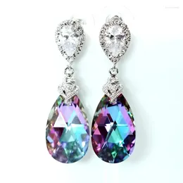 Dangle Earrings Huitan Elegant Pear Shaped Drop For Women Blue/Colorful Romantic Bridal Wedding Engagement Fashion Jewellery