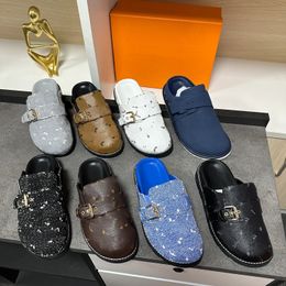 Designer luxuriöser Leder gemütlich flach Sandalen Leder Halb Panama Easy Mule Sandale Männer und Frauen Baotou Pantoffeln Größe