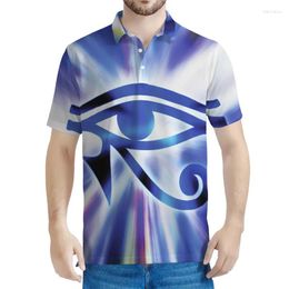 Men's Polos Egypt Horus Eye Polo Shirt For Men 3D Printed Egyptian Mythology Lapel Short Sleeves Casual Tops Loose Tees Button T-shirt
