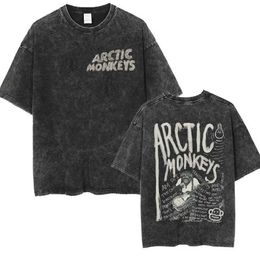 T-shirt maschile retrò rock arctic scimmie album grafico t-shrit maschi vintage lavato a maniche corte oversize a manica corta maglietta y2k hip hop streetwear q240530