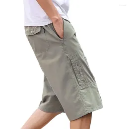 Men's Pants Capris Loose Oversized Workwear Summer Pure Cotton Casual Big Cropped Shorts Beach