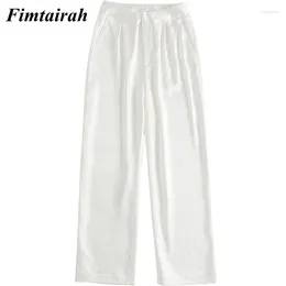 Women's Pants Fimtairah 6A 19MM Brand Quality Slim -leg Spring Summer Women White Silk Trousers Lady Heavy Real Pant