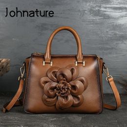 Shoulder Bags Form Retro 2024 Totem Genuine Leather Luxury Handbags Leisure Large Capacity Cowhide Women & Crossbody