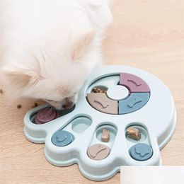 Dog Toys & Chews Puzzle Turntable Slow Feeder Educational Toy Interactive Food Bowl Slowly Eating Pet Cat Dogs Training Game 220423 Dr Dh9Y4