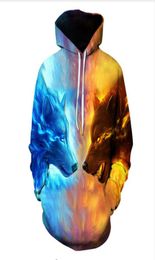 New Fashion Hip Hop 3d Hoodies Harajuku Style Ice Fire Wolf Printed WomenMen Hoody Streetwear Hooded Sweatshirts LMS00343939095