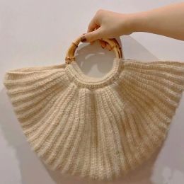 1Pc Handmade Handbag DIY Tote Purse Bag Frame Round Shape Bamboo Bag Handles Making Bag Accessories Replacement Handles