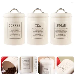 Storage Bottles 3 Pcs Stainless Steel Snack Containers Wrought Iron Tank Jar Tea Leaf Coffee Box Metal Jars White Canister Travel