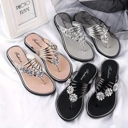 Womens floral rhinestone flip fashionable summer flat skates outdoor beach skating 240513