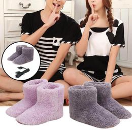 Slippers USB Charging Electric Heating Shoes Heated Foot Warmer Warm Plush Washable