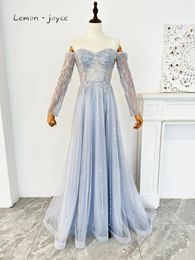Party Dresses Lemon Joyce Blue Strapless Long A Line Prom For Saudi Arabia Women Arrivals 2024