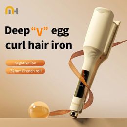 32mm Wavy Hair Curlers Curling Iron Wave Volumizing Lasting Styling Tools Egg Roll Head Waver Styler Wand 240515