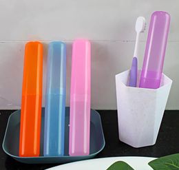 Candy Color Travel Plastic Toothbrush Storage Box Hiking Camping Portable Colorful Toothbrushes Holder Cover Case8757562