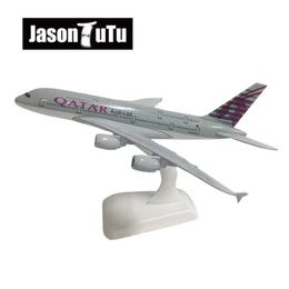 Aircraft Modle JASON TUTU 20cm Qatar Airways Airbus A380 Aeroplane Model Plane Model Aircraft Diecast Metal 1/300 Scale Planes Factory Wholesale Y240522