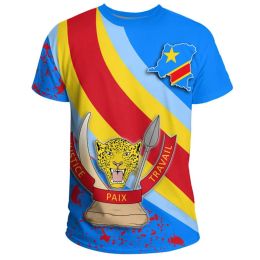 Democratic Republic Of The Congo Flag Graphic T Shirts National Emblem T Shirt For Men Clothes Sports Jersey Kid Tee Boy Tshirt