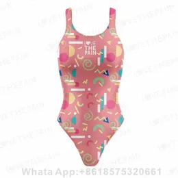 Women's Swimwear Love The Pain Women One Piece Suit Raceback Training Sports Athletic Bikini Slim Swimsuit Monokini Mujer