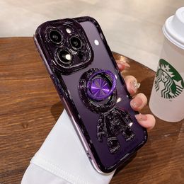 Luxury Astronaut Ring Holder Case for iPhone 15 11 12 13 14 Pro Max 15 Plus X Xs Xr 7 8 SE 2020 2 3 Glitter Magnet Plating Cover