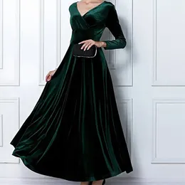 Casual Dresses Women Dress Autumn And Winter Velvet V-Neck Long Sleeve Elegant Party Evening Gown Vestidos Para Mujer Elegantes Y Bonitos