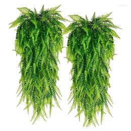 Decorative Flowers 33Inch Persian Fern Leaves Vines Hanging Artificial Plant Leaf Grass Room Wedding Party Balcony Decoration