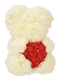 Decorative Objects Figurines 1 piece of artificial flower eternal rose teddy bear for moms birthday Valentines Day gift and decoration H240521 TUWD