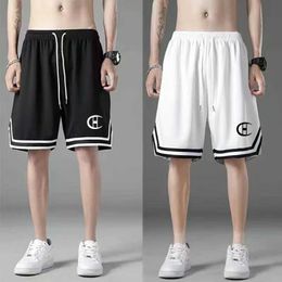 Men's Shorts Summer breathable mesh mens basketball and football shorts mens black and white sports running and fitness shorts J240522