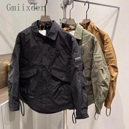 Men's Jackets Spring Autumn Cargo Jacket American Fashion Casual Handsome Flip Collar Work Top Korean Slim Fit Versatile Coat