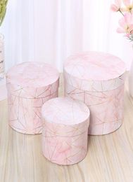 Round Flower Boxes With Lid Florist Paper Packaging Bucket Party Wedding Gift Box Home Candy Chocolate Gifts Storage Wrap2649475