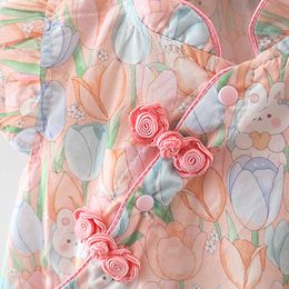 2 PCs/Set Summer Little Rabbit Tulpe Säugling Creeper Orange Baby Girls ärmellose Bodysuit Kinderkleidung+Haargurte