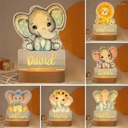 Night Lights Personalised Baby Elephant Lion LED USB Light Custom Name Acrylic Lamp For Kids Children Cute Bedroom Decoration Xrixs