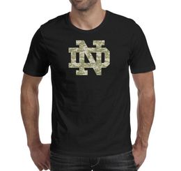 Fashion Mens Notre Dame Fighting Irish football logo camouflage black Round neck t shirt Personalised Superhero shirts Gay pride C3122039