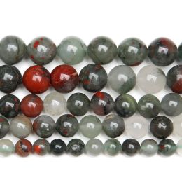 Natural African Bloodstone Round Gem Beads 15" Strand 4 6 8 10 12MM Pick Size For Jewellery Making No.AB15