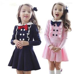 Girl Dresses 2024 Fashion Baby Girls Kids Sweat Long Sleeve Bow Princess Cute Dress Wear Casual Clothes 2-8Y