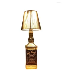 Table Lamps LED Lamp Liquor Bottle Lighting With Linen Shade For Living Room Decoration