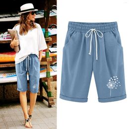 Women's Shorts For Women Trendy Summer High Waisted Cotton Dandelion Print Pants Plus Size Lacing Ropa De Mujer