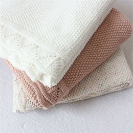 Blanket Knitted Newborn Swaddle Wrap 100% Cotton Super Soft Baby Receiving Blankets Infant Stroller Crib Bedding Quilt