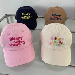 Ball Caps Korean Women Baseball Hat Candy Colours Fashion Letter Embroidery Duckbill Outdoor Sunshade Peaked Cap Female Sun Visors