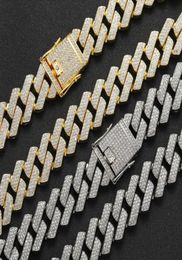 Mens Hip Hop Cuban chain Necklaces Bracelet Diamond Miami Prong Gold Link Chain Choker Necklace Bracelets Iced Cubic Zirconia Jewe5968093