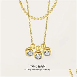Pendant Necklaces Yachan Luxury Crystal Zircon For Women 18K Gold Plated Chains Layered Necklace Trendy Jewelry Drop Delivery Dhhoz