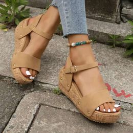 Summer Wedges Sandals Large Rope Buckle Platform Roman Casual Women s Leisure Beach Party Shoes Le 2fd iure Shoe