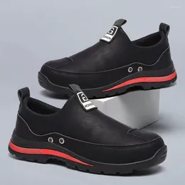 Boots Large Size Men Fashion Steel Toe Cap Working Shoes Slip-on Genuine Leather Safety Shoe Breathable Security Safe Sneakers