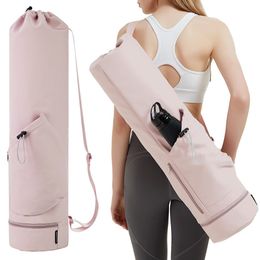L-028 Neuer heißverkaufter Yogamattenbeutel mit Wasserflaschentasche und unteren Nasspartiment, Sport-Yogamatten-Gurtbeutel, multifunktionaler Aufbewahrungsbeutel