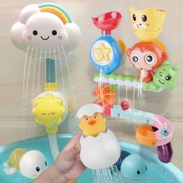 QWZ Baby Cartoon Monkey Classic Shower Bath Toy Animal Sprinkle Bathroom Swimming Bathing Educational Toys For Kid Gift y240513