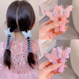 Hair Accessories Cute 10PCS Children's Braided Telephone Line Loop Rope Colorful Butterfly Ponytail Headband Elastic