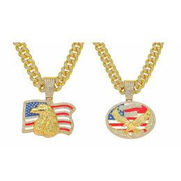 Trump 2024 Kampanjlegering Halsband U.S. National Flag Eagle Diamond Pendant