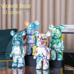 Action Toy Figures Creative Nordic Fluid Violent Bear Floor Decoration Modern Living Room TV Cabinet Cartoon Piggy Bank Statue Sculpture H240523