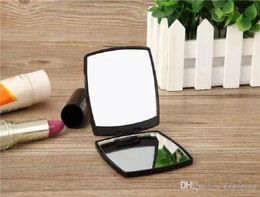 Fashion acrylic cosmetic portable mirror Folding Velvet dust bag mirror with gift box black makeup mirror Portable classic style 7824335