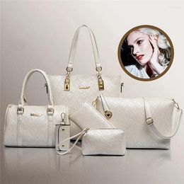 Shoulder Bags Women 6-in-1 Handbag Set Elegant Style Multi-purpose Composite PU Leather Diamond Lattice Print