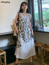 Casual Dresses Women Summer Dot Patchwork Midi Square Collar Stylish Aesthetic Young Chic Design Korean Style Ly Vestidos