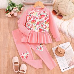 Clothing Sets 2024 Kids Girls Set Summer Autumn Long Sleeve 2Pcs Girl Outfit Causal Cute Suit Children 3-7 Years