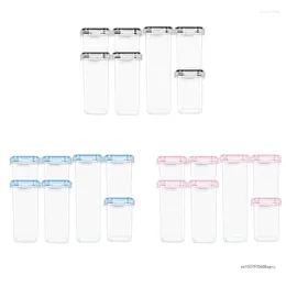 Storage Bottles 7pcs Food Container Plastic Jar Set With Lid Kitchen Bulk Sealed Refrigerator Multigrain Cereal